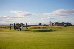 Playing golf at the